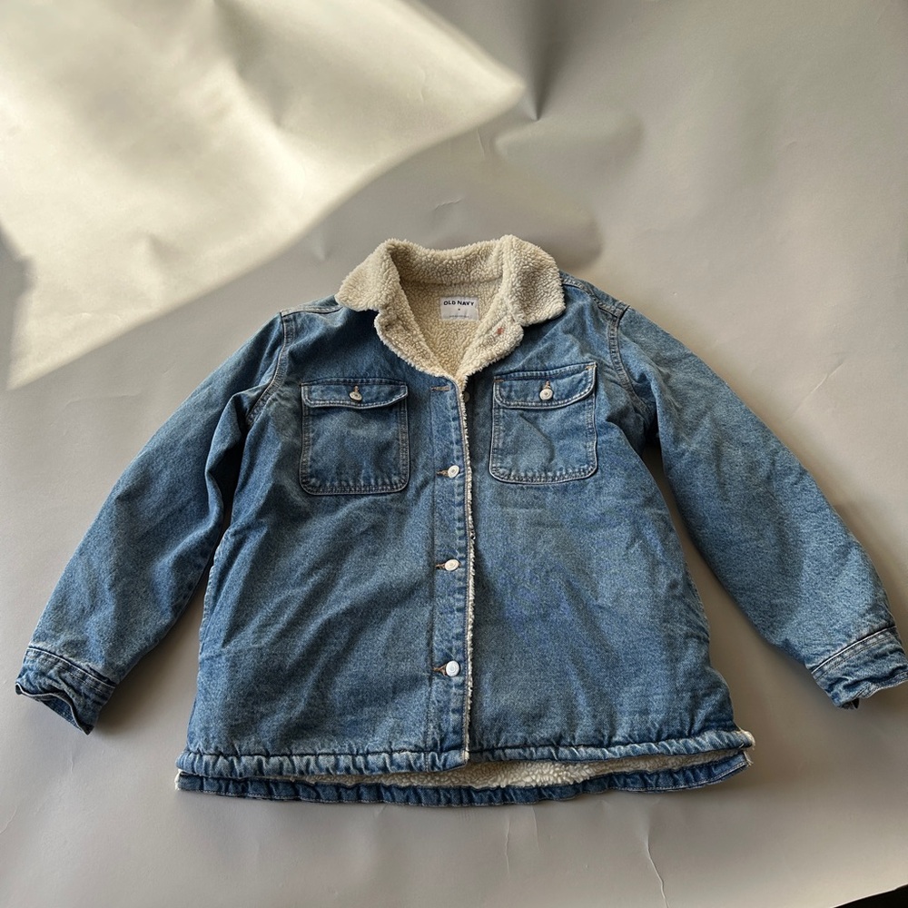 Old navy denim chore jacket with Sherpa lining size M